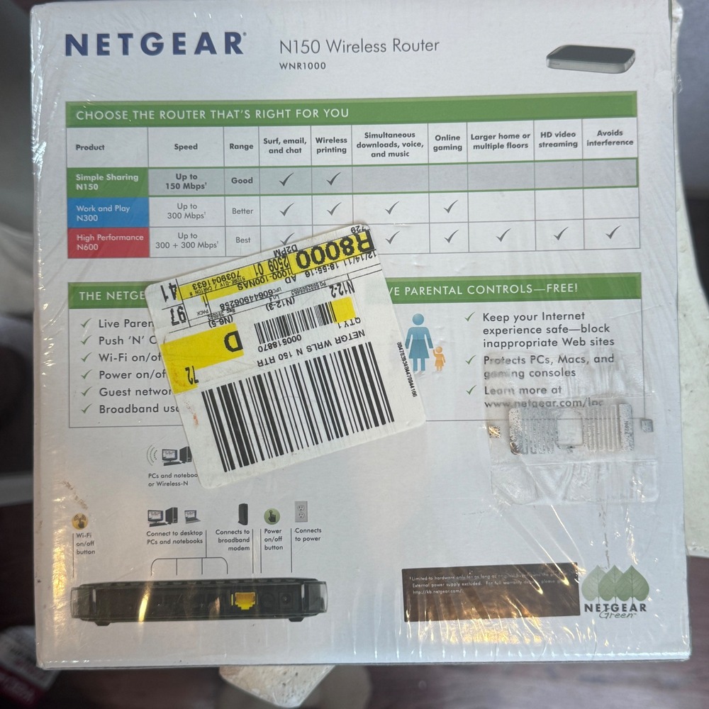 NEW NETGEAR N150 Wireless Router WNR1000 WiFi‎ Internet Network Sealed - Picture 2 of 11